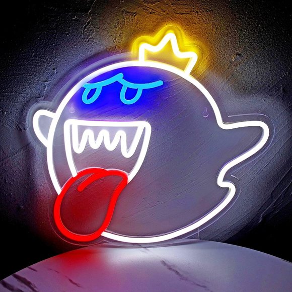 Retro Boo Mario Kart Ghost Cartoon Video Game Neon Light LED Kid/Teen Dorm Room - Picture 1 of 7